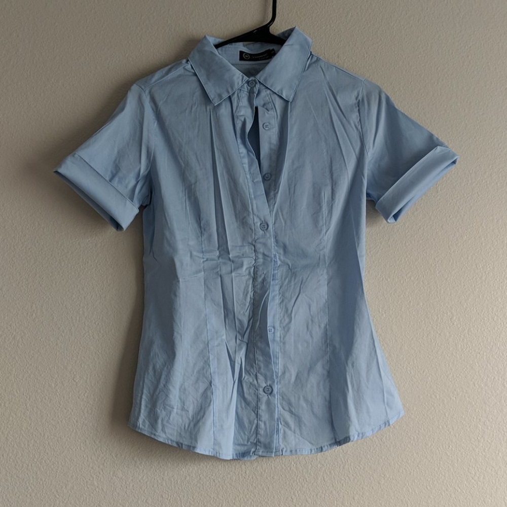 Light blue button up blouse